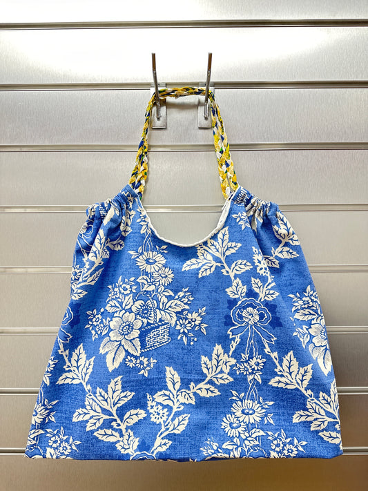 Blue Shopping bag with braid strap